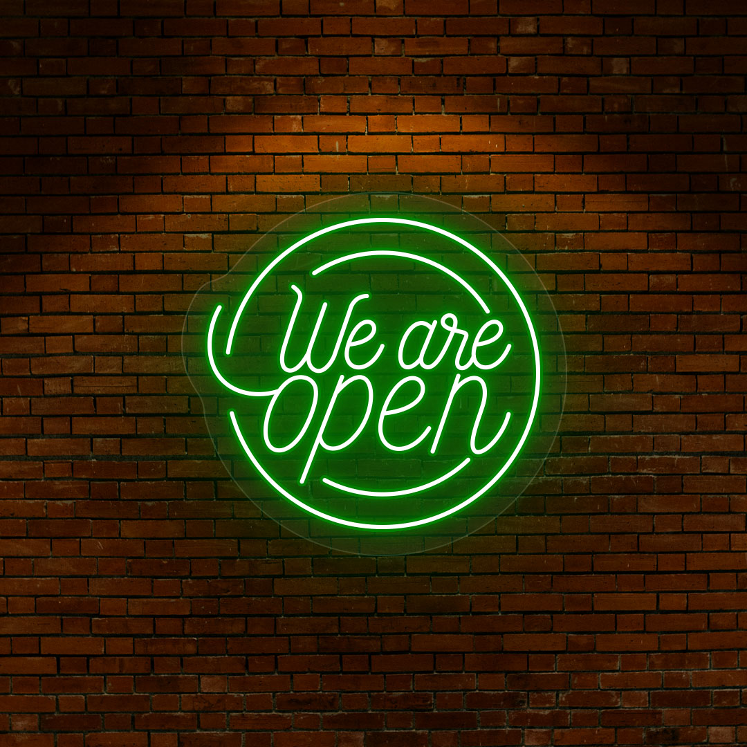 Round Shaped We Are Open Neon Sign