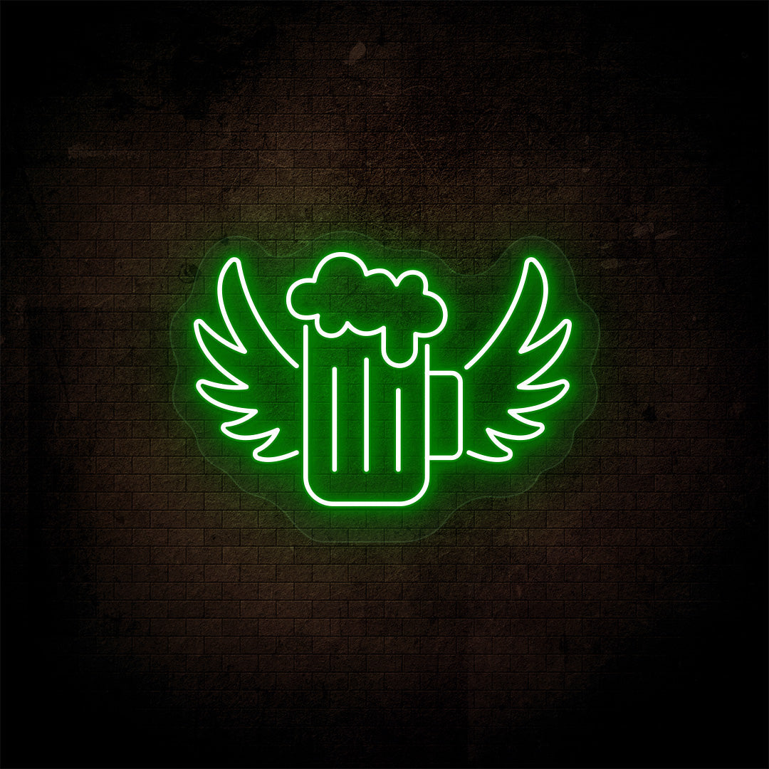 Beer Mug With Wings Bar Neon Sign