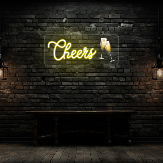 Champagne Glass Cheers Neon Artwork Sign