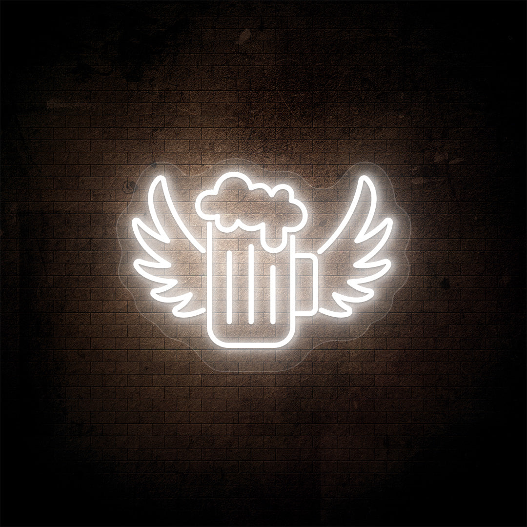Beer Mug With Wings Bar Neon Sign