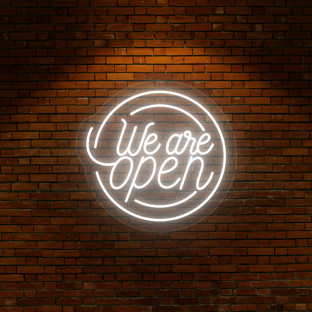 Round Shaped We Are Open Neon Sign