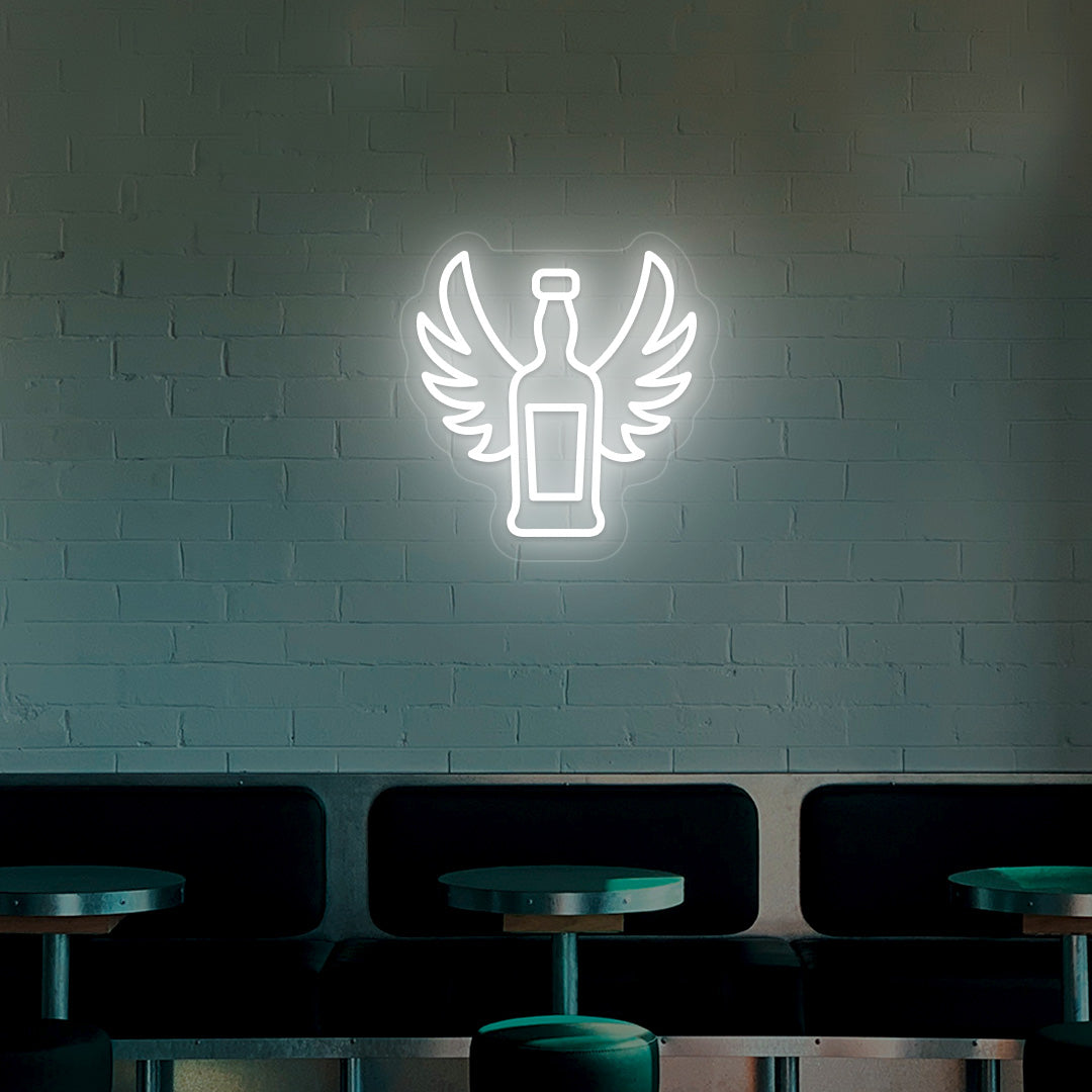 Whiskey Bottle With Wings Bar Neon Sign