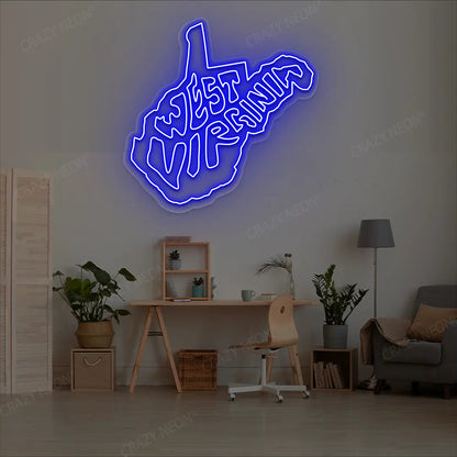 WEST VIRGINIA Map Neon Sign