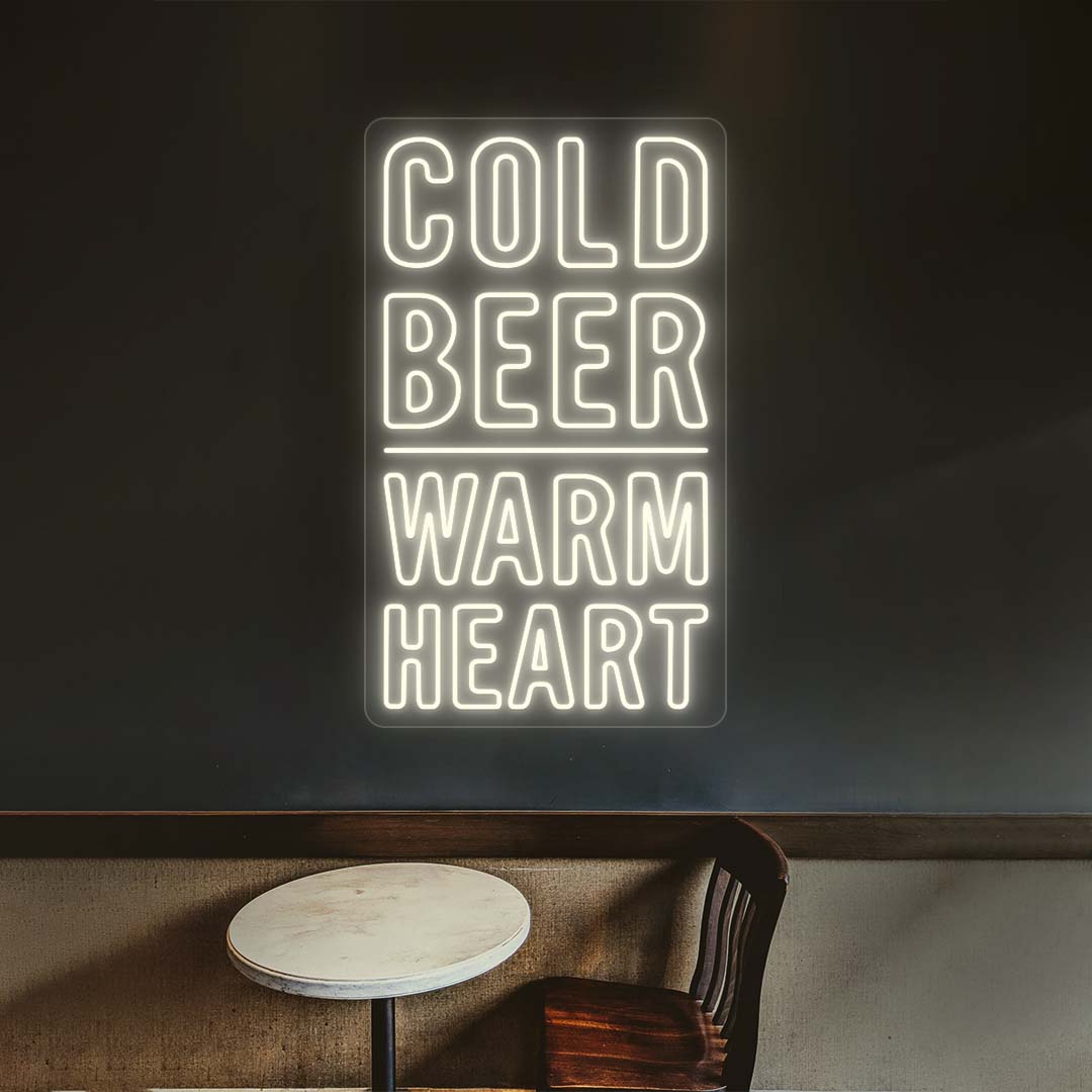 Cold Beer Warm Heart Bar Neon Sign