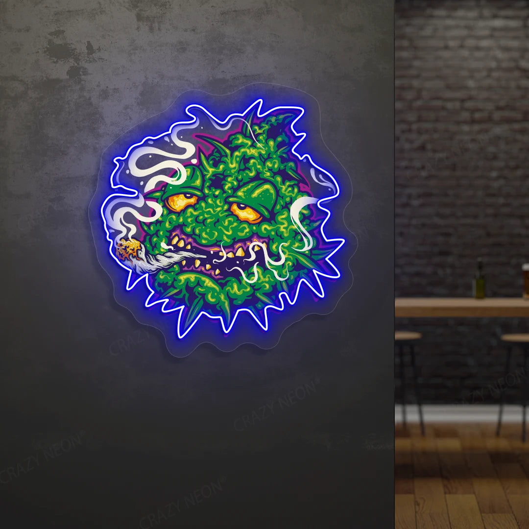 Trippy Weed Monster Neon Artwork Sign
