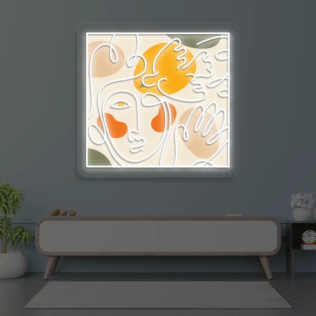 Abstract Face Neon Artwork Sign