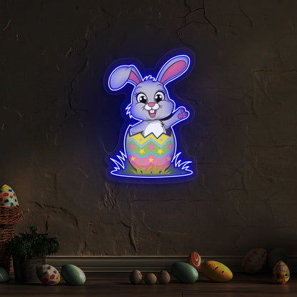 Easter Bunny in Egg Neon Artwork Sign