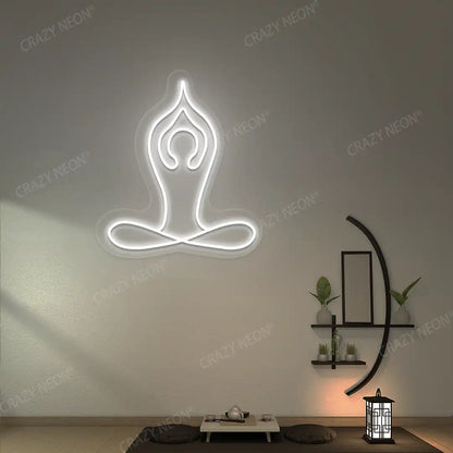 Padmasana With Raised Arms Yoga Neon Sign