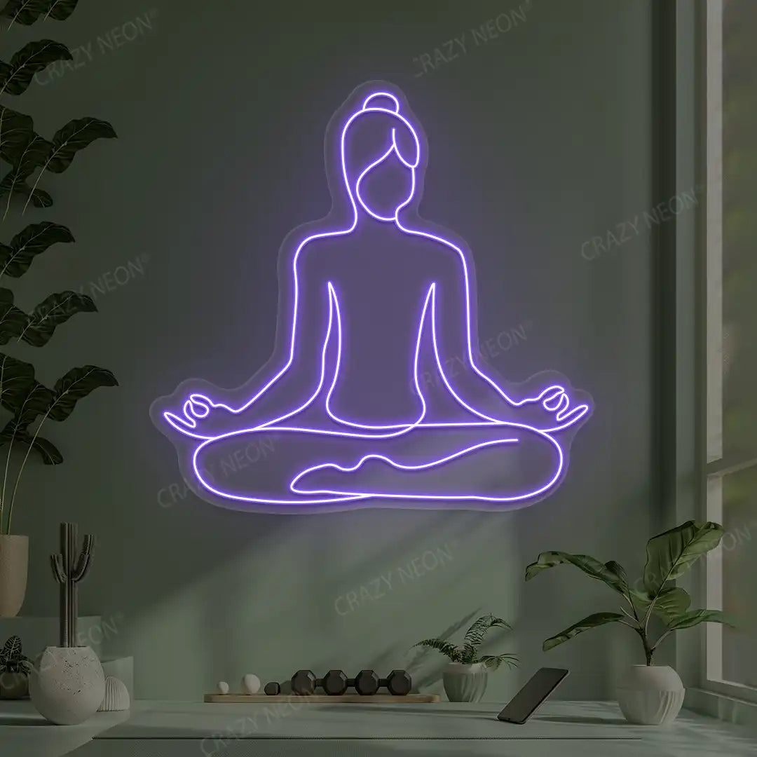Swastikasana Contour Yoga Neon Sign