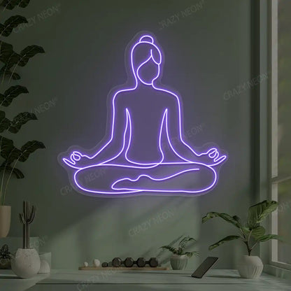 Swastikasana Contour Yoga Neon Sign