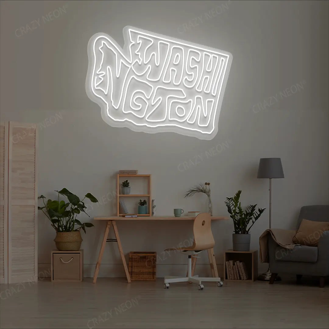 WASHINGTON Map Neon Sign