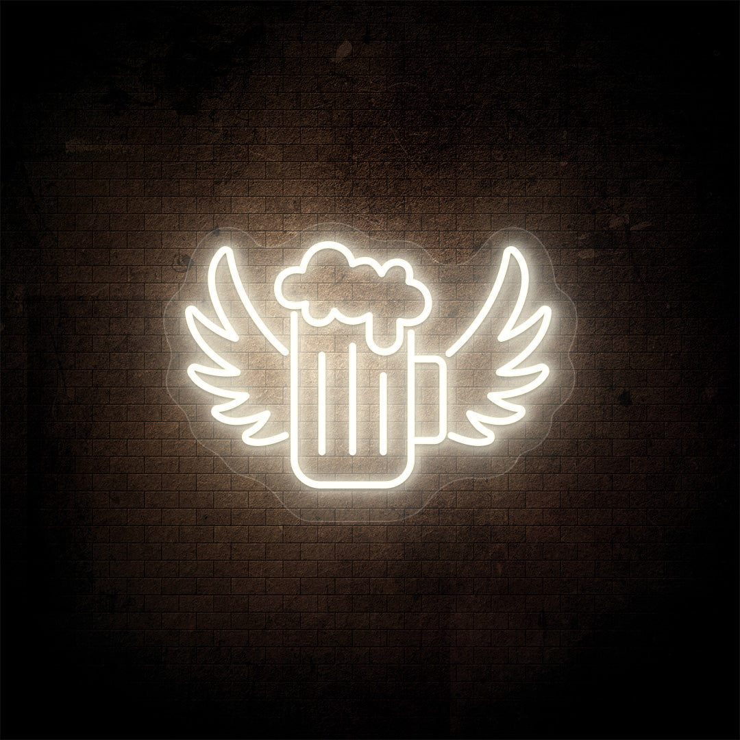 Beer Mug With Wings Bar Neon Sign