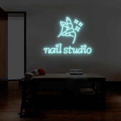 Nail Studio With Hand Neon Sign