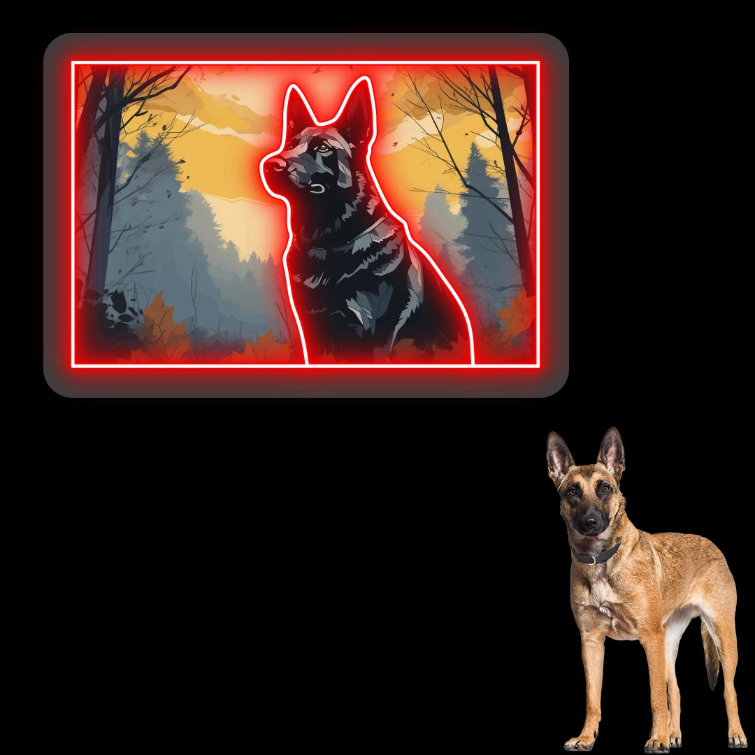Misty Woods German Shepherd Neon Artwork Sign