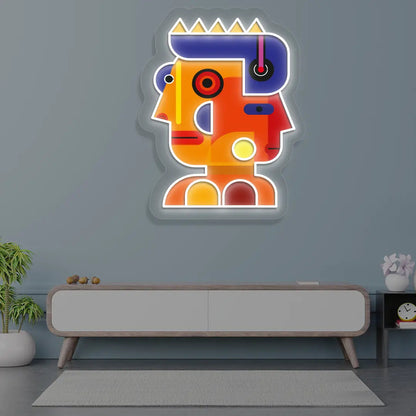 Prism Face Abstract Neon Artwork Sign