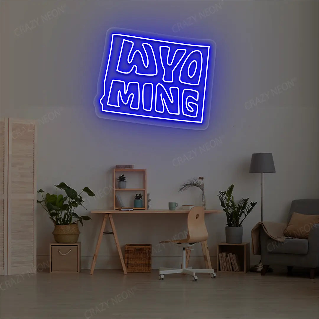 WYOMING Map Neon Sign