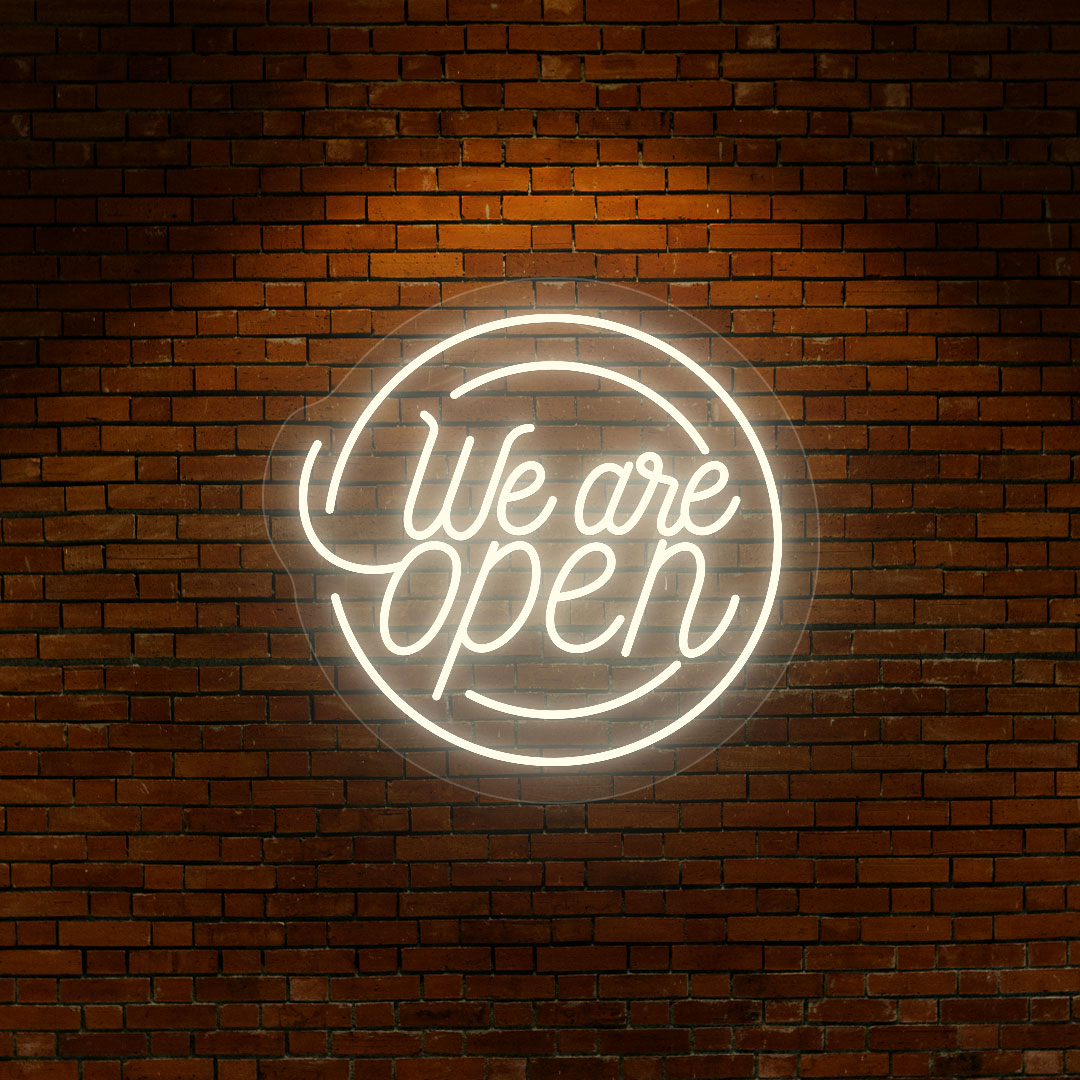Round Shaped We Are Open Neon Sign
