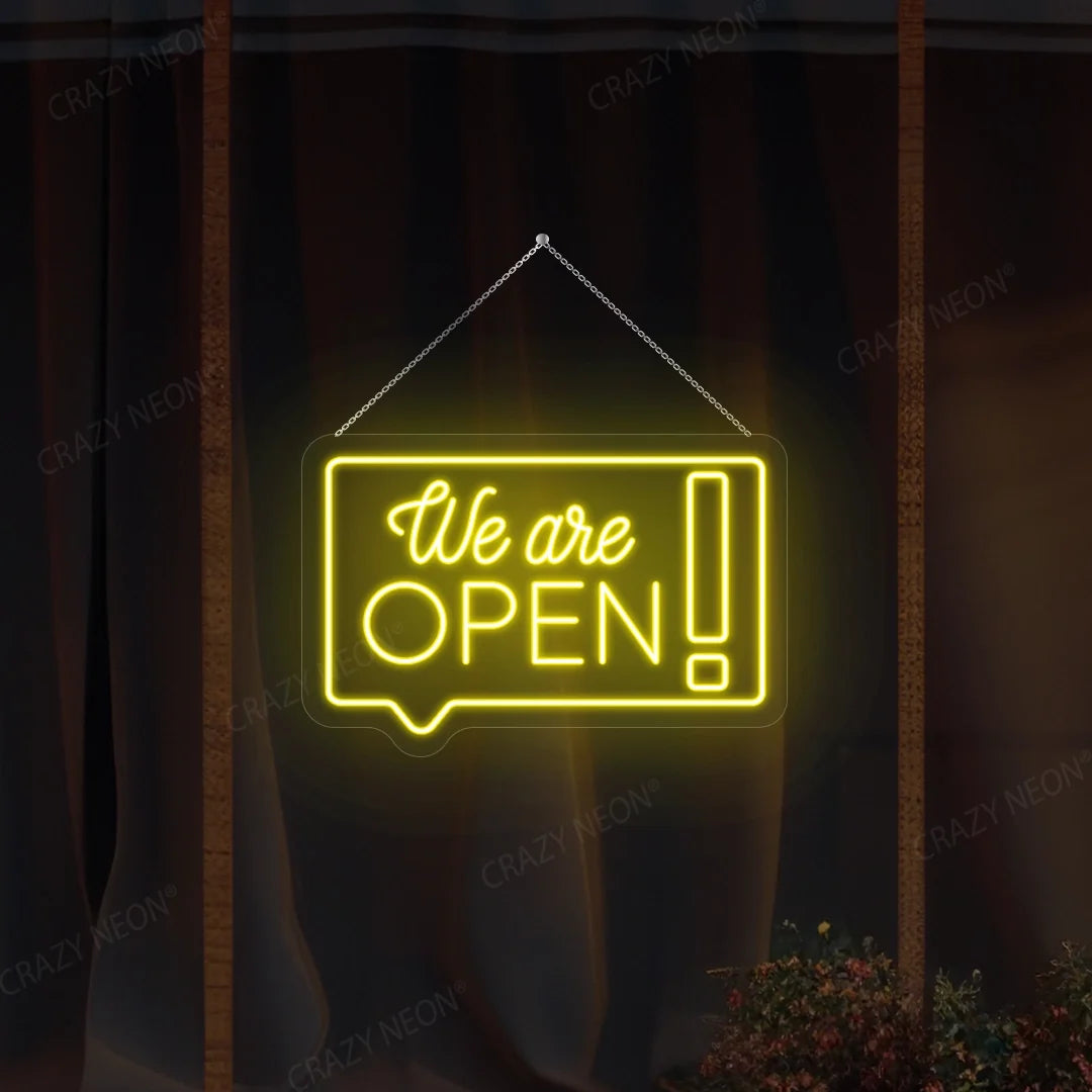 Open Chat Box LED Sign, modern business decor, blue light, sleek, professional, communication, image 1 of 16