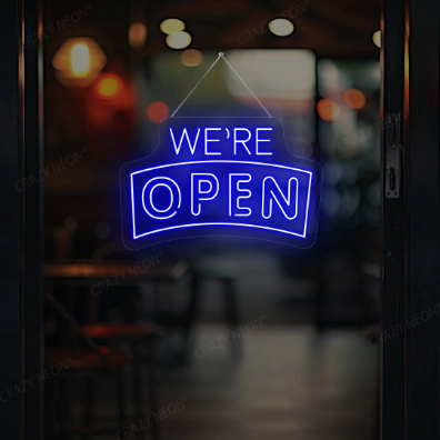 Arc Shape We're Open Neon Sign