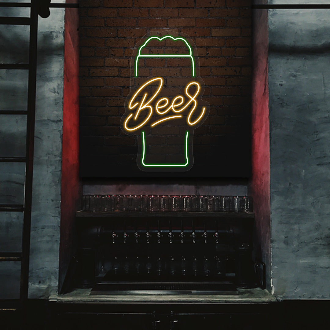 Beer Glass Neon Sign - Multicolor