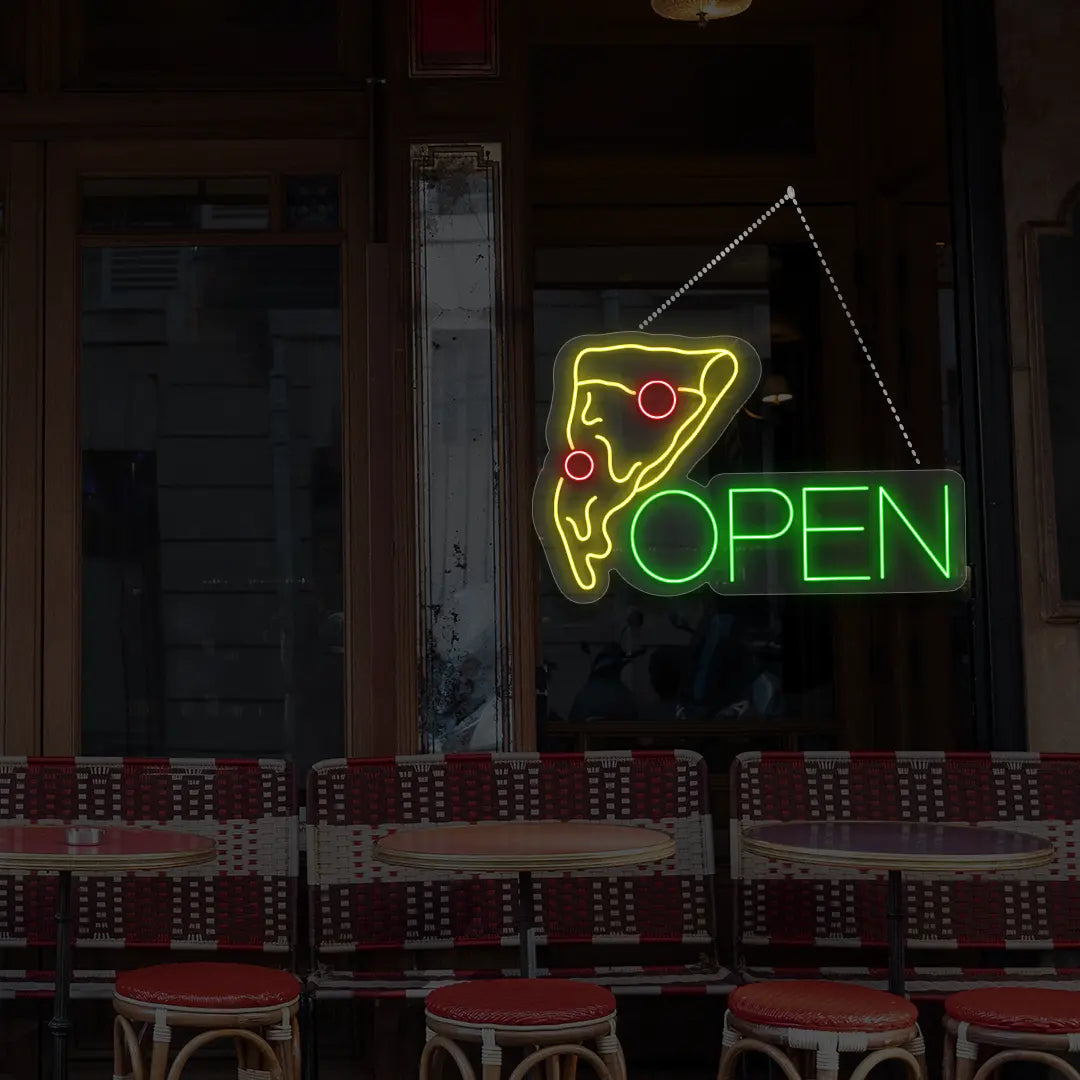 Pizza Open LED sign, bright, for business window, image 10 of 12.