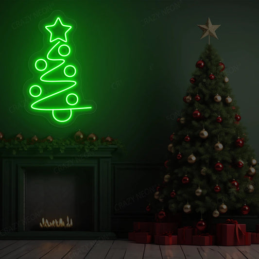 Star Top Spiral Tree Neon Sign