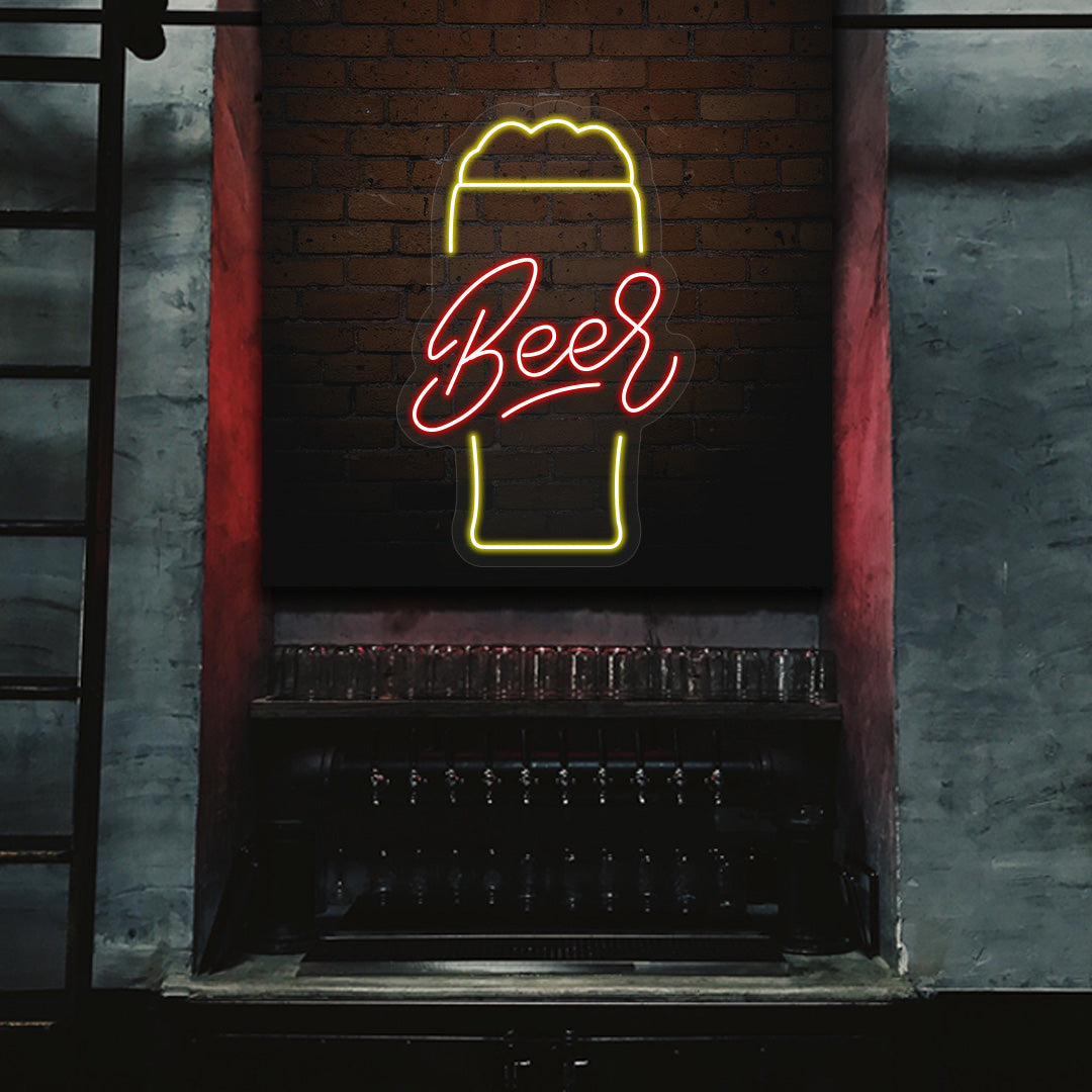 Beer Glass Neon Sign - Multicolor