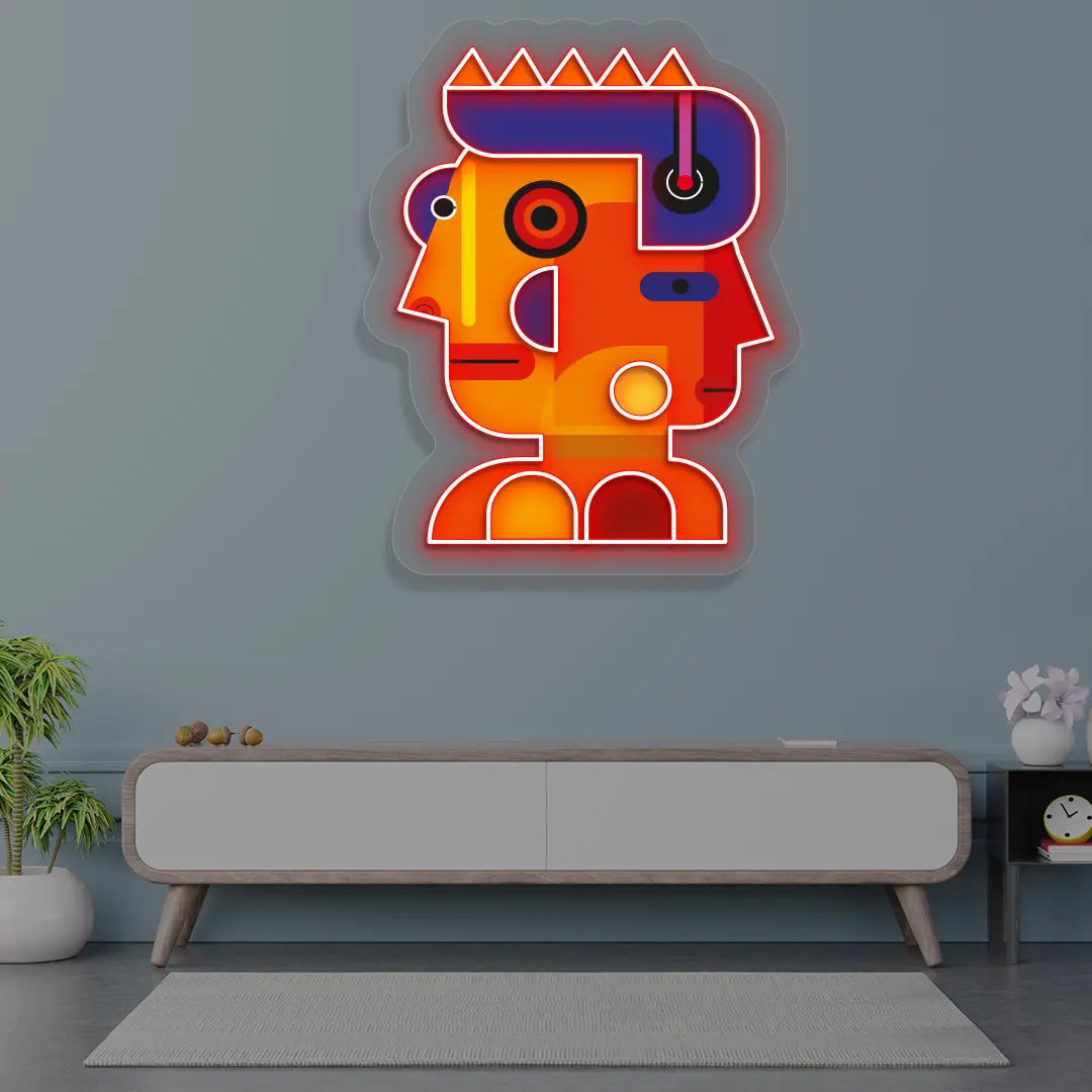 Prism Face Abstract Neon Artwork Sign