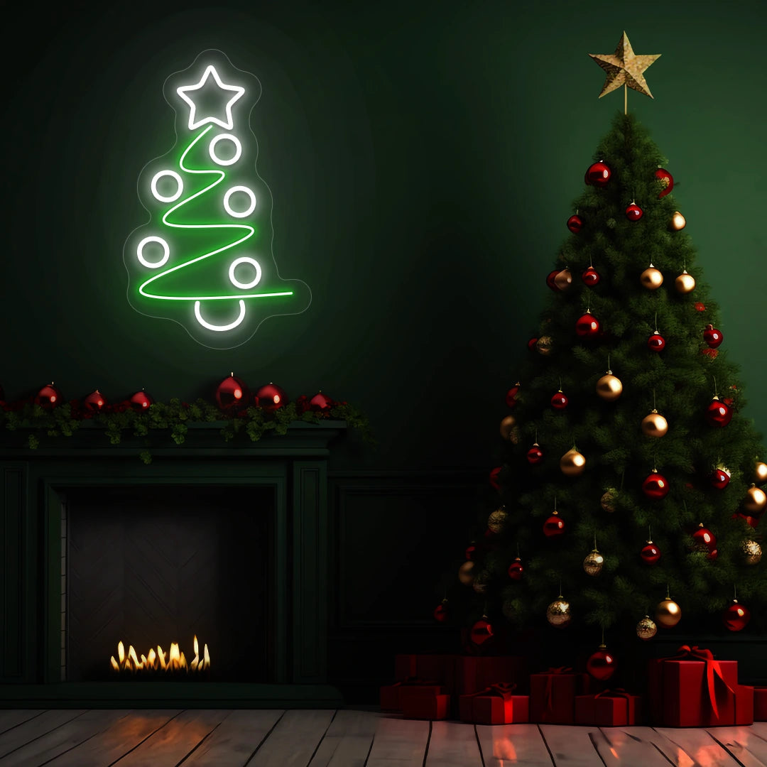 Star Top Spiral Tree Neon Sign