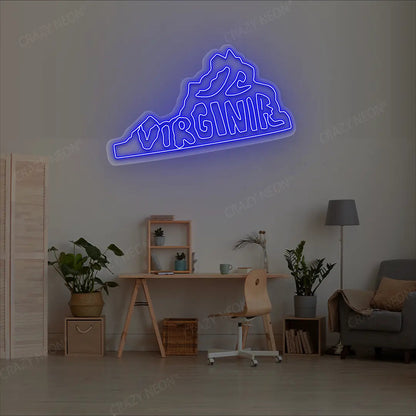VIRGINIA Map Neon Sign