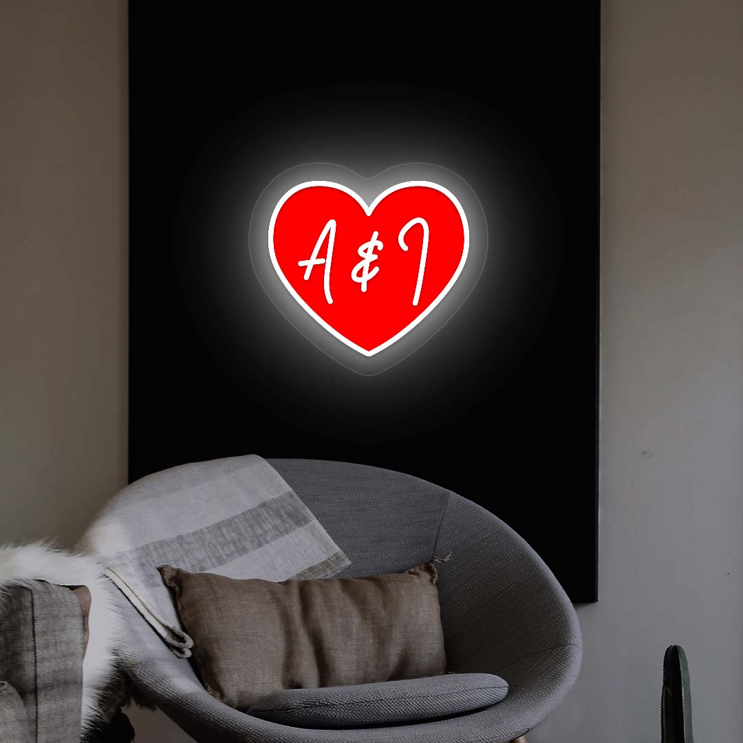 Personalized Heart Initials Neon Artwork Sign