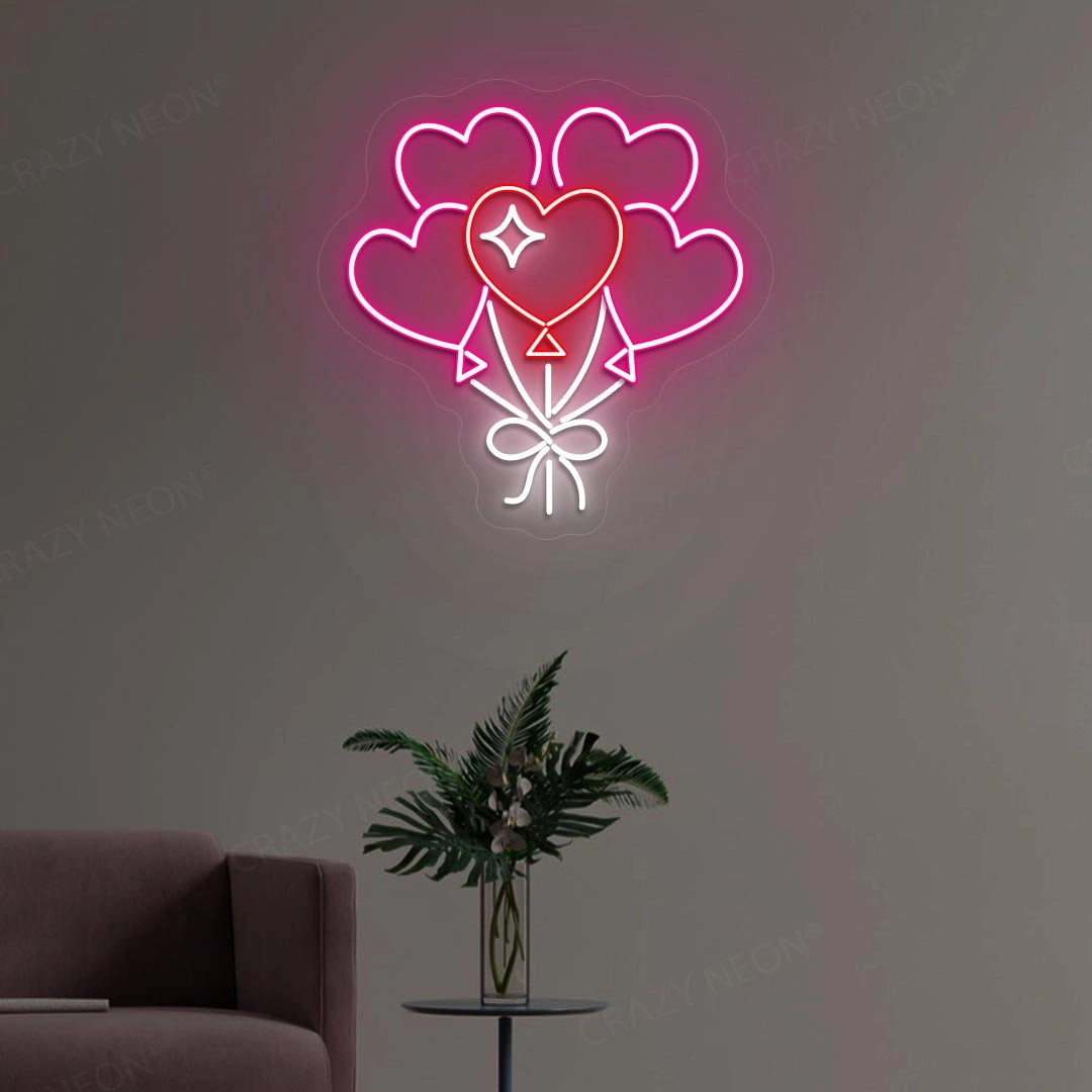 Heart Shape Balloons Neon Sign
