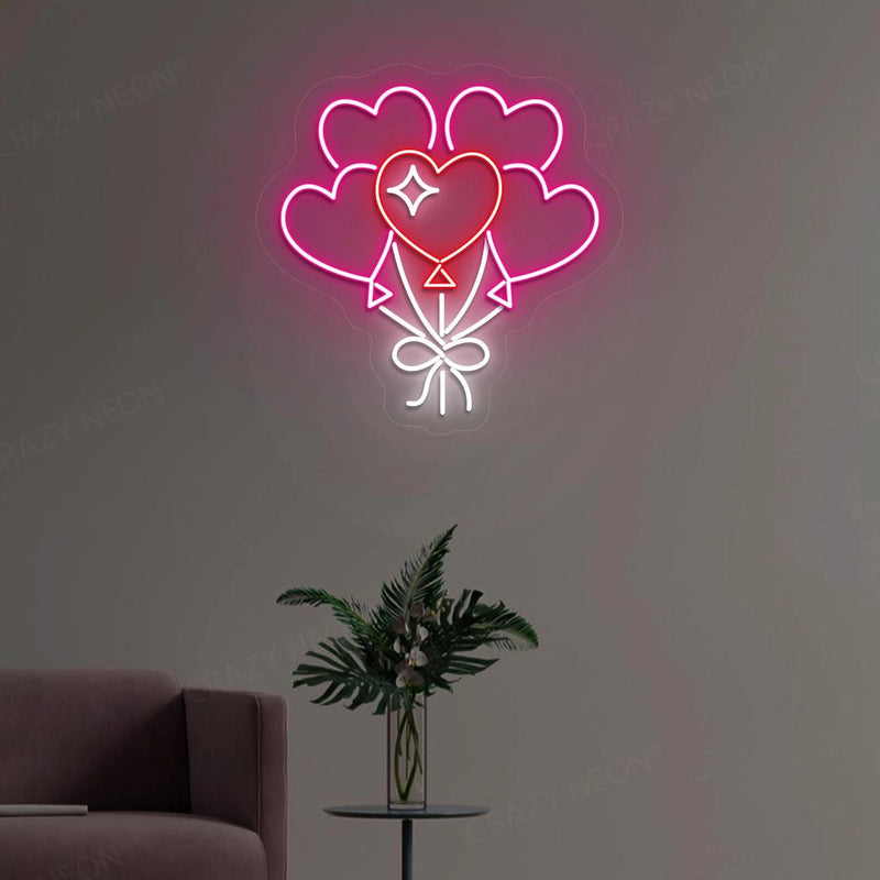 Heart Shape Balloons Neon Sign