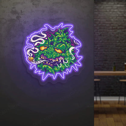 Trippy Weed Monster Neon Artwork Sign