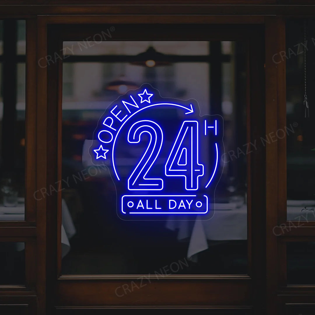 24/7 Open LED neon sign for businesses, bright light, easy install. Image 16 of 16.