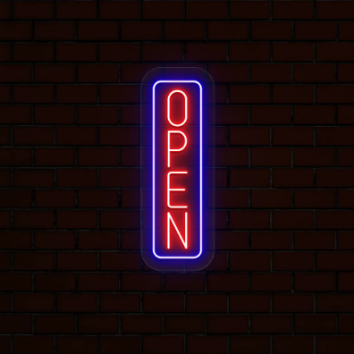Vertical Open Neon Sign-Multicolor