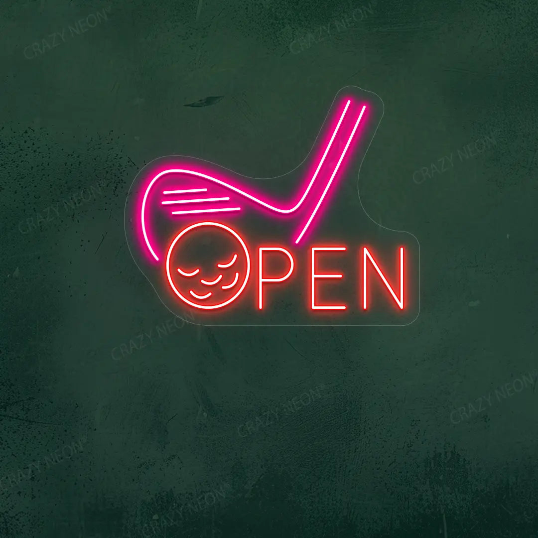 Golf Stick Open Neon Sign