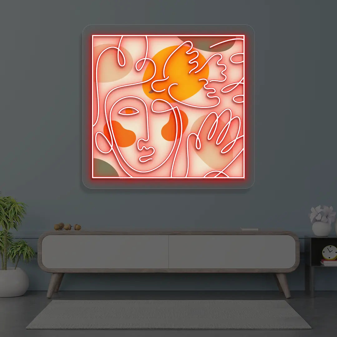 Abstract Face Neon Artwork Sign