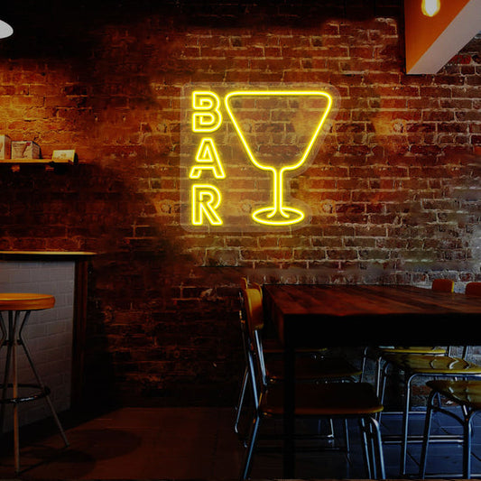 Glass and Bar Neon Sign