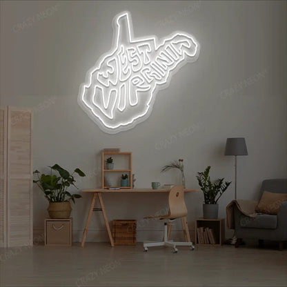 WEST VIRGINIA Map Neon Sign