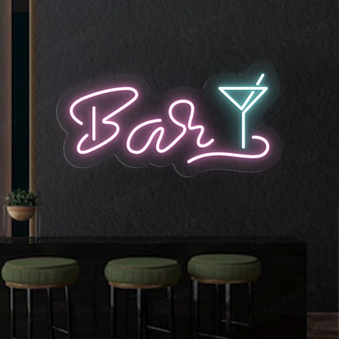 Martini Glass Bar Neon Sign - Multicolor