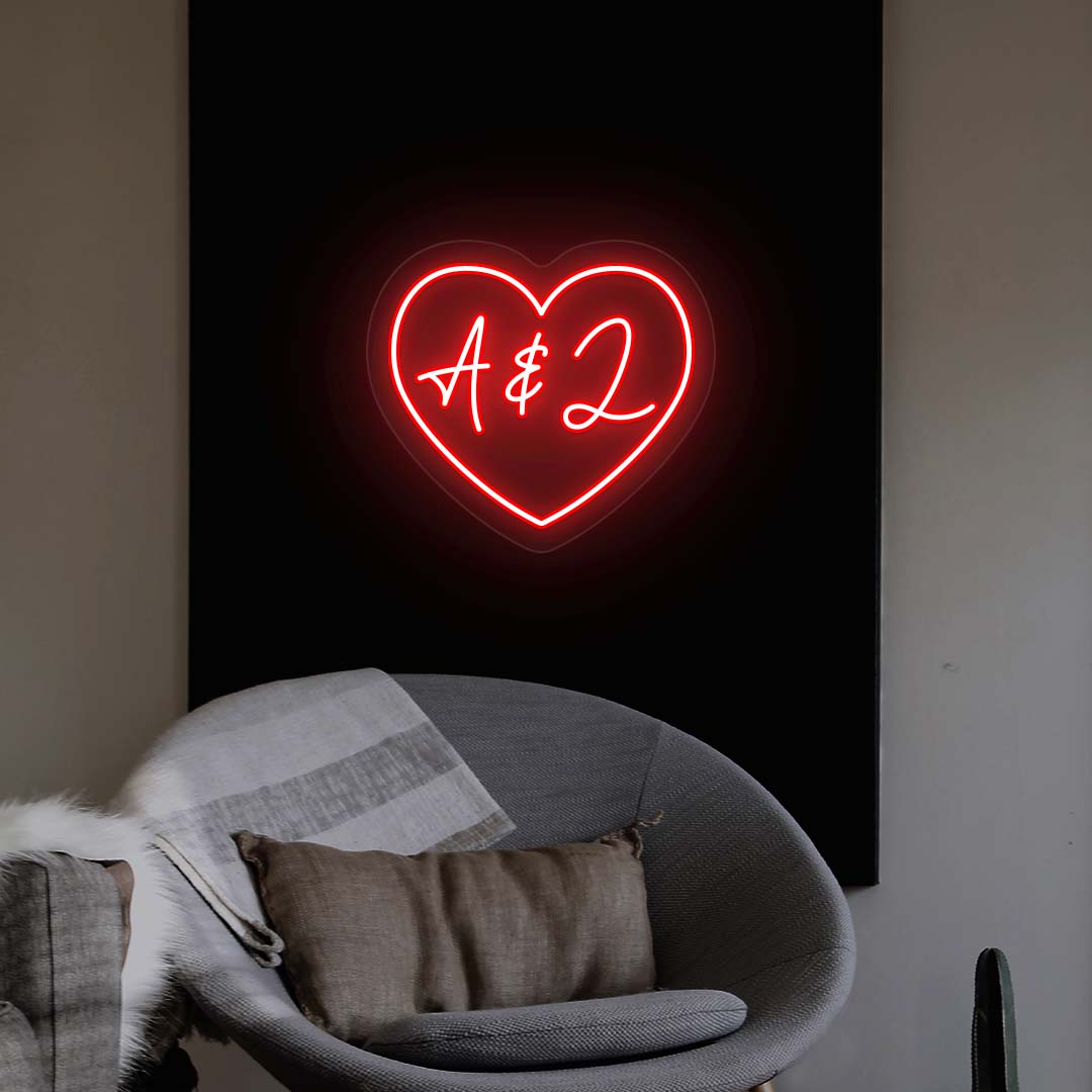 Personalized Heart Initials Neon Artwork Sign