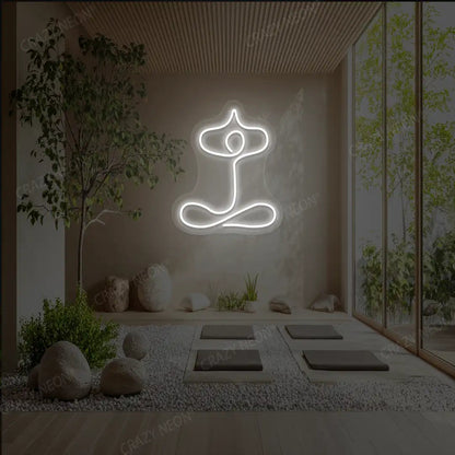 Sukhasana With Arms Raised Contour Yoga Neon Sign