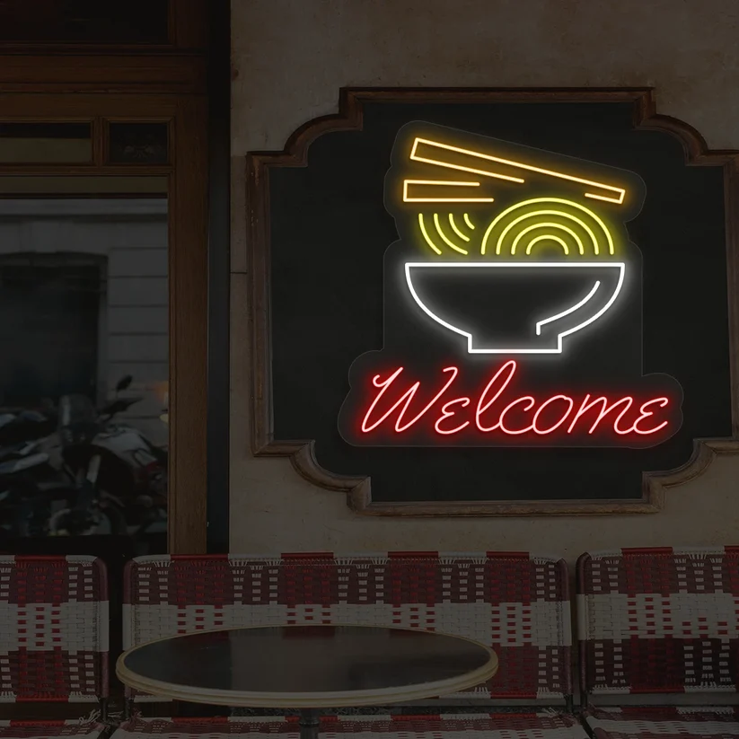 Welcome Noodle Bowl Neon Sign