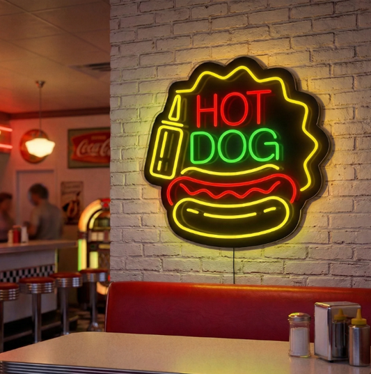 Hot Dog Glow Neon Sign