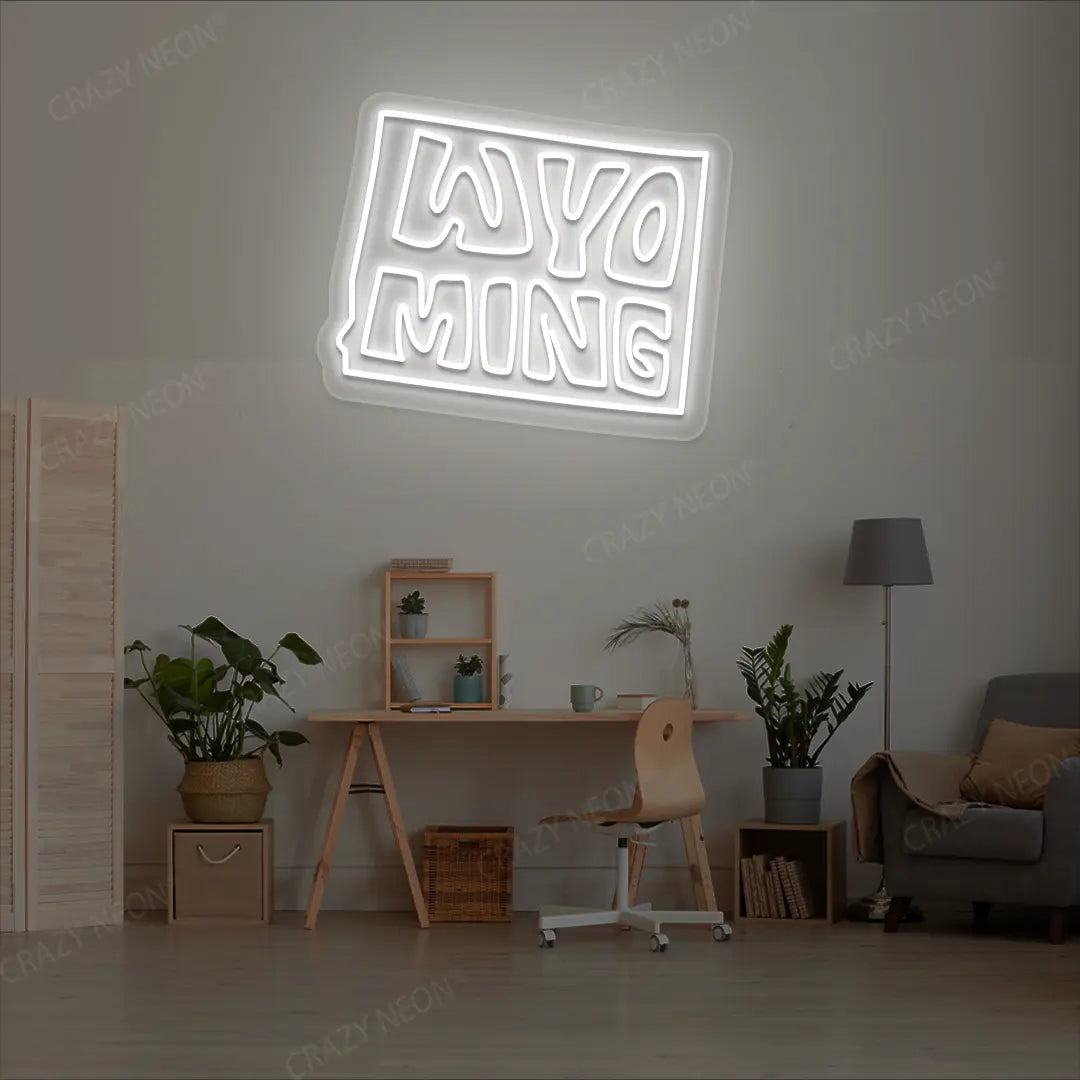 WYOMING Map Neon Sign