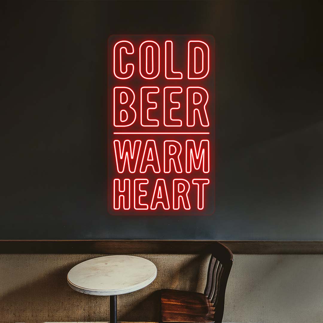Cold Beer Warm Heart Bar Neon Sign