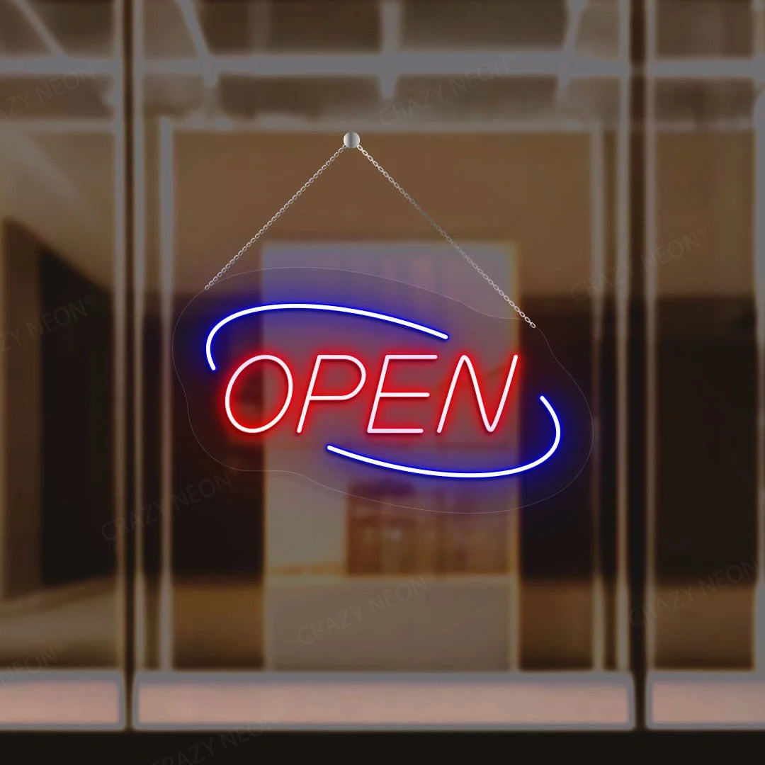 Oval Shape Open Neon Sign-Multicolor