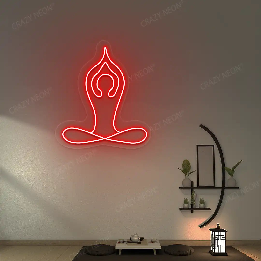 Padmasana With Raised Arms Yoga Neon Sign