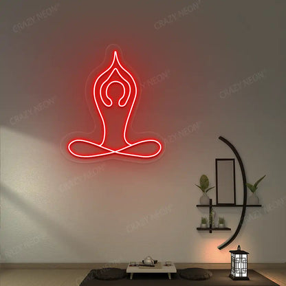 Padmasana With Raised Arms Yoga Neon Sign